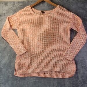 Talbots Womens M Peach Open Knit Cotton Sweater Lightweight Casual Layering